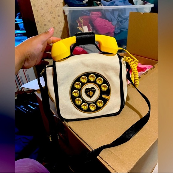 Betsey Johnson Handbags - Rare Betsey Johnson Yellow and Black Telephone Bag